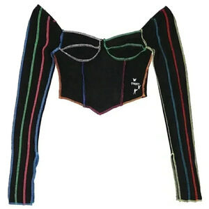 Oh Mighty Rainbow Outlined Long Sleeve Crop Top Size Small Long Sleeve Crop Top